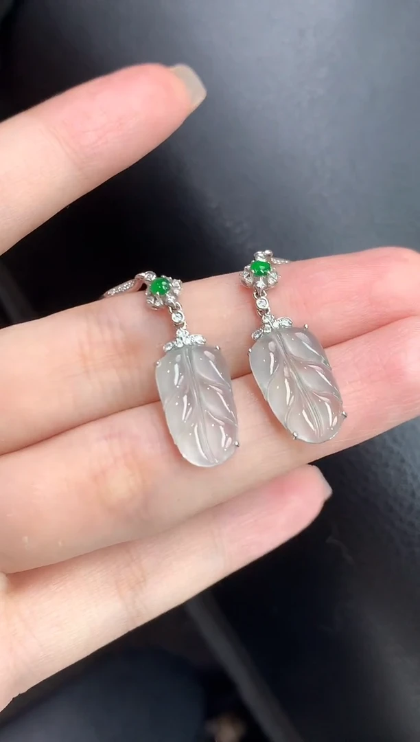 颈饰18K金镶嵌翡翠55-耳饰