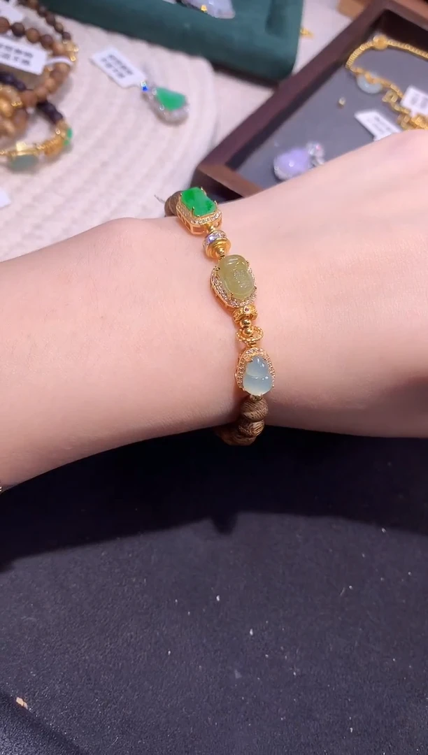 银S925镶嵌手串翡翠手串