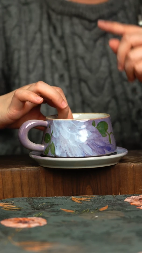 杯釉下彩手工手绘同款陶器