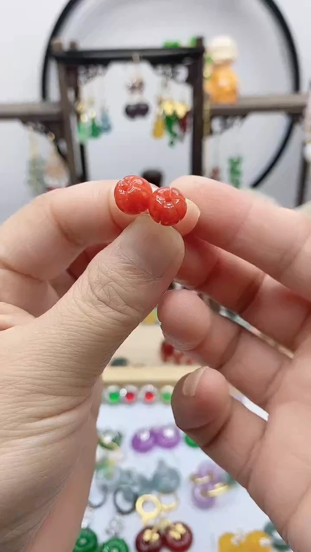 14K金镶嵌南红玛瑙耳饰4