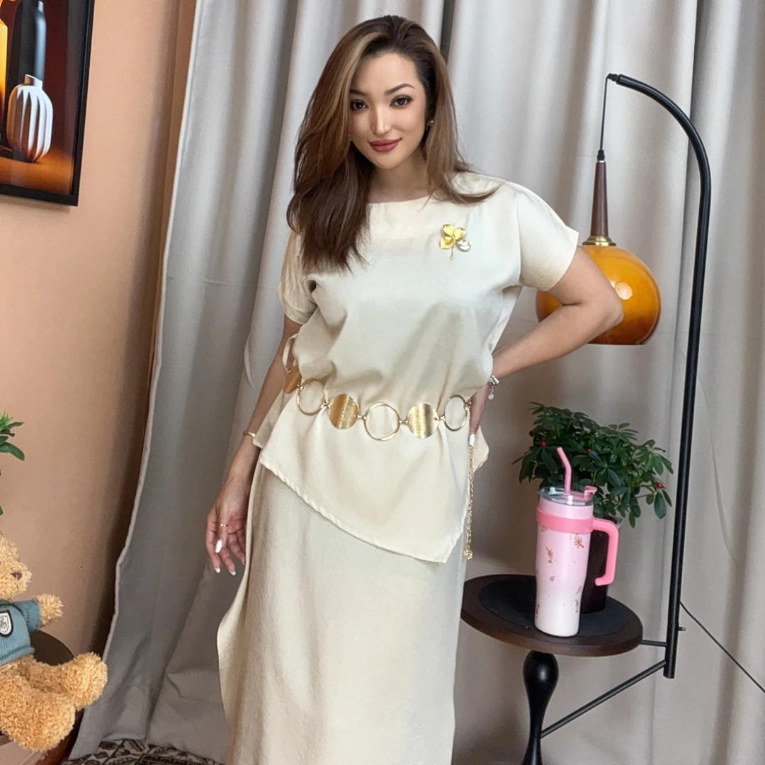 法式慵懒风夏季短袖显瘦两件套减龄百搭时尚休闲小香风不规则