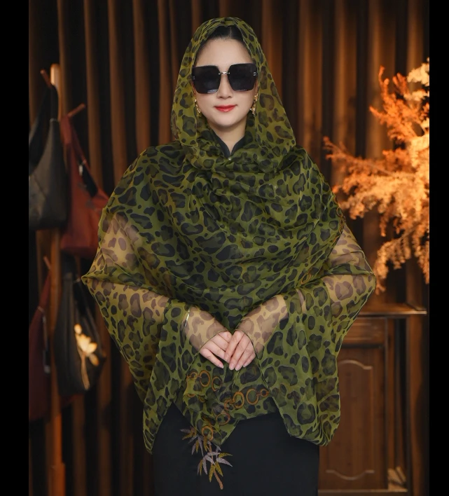 1-183 翠影斑斓 优柔纱130x180左右丝巾丝巾防晒夏季