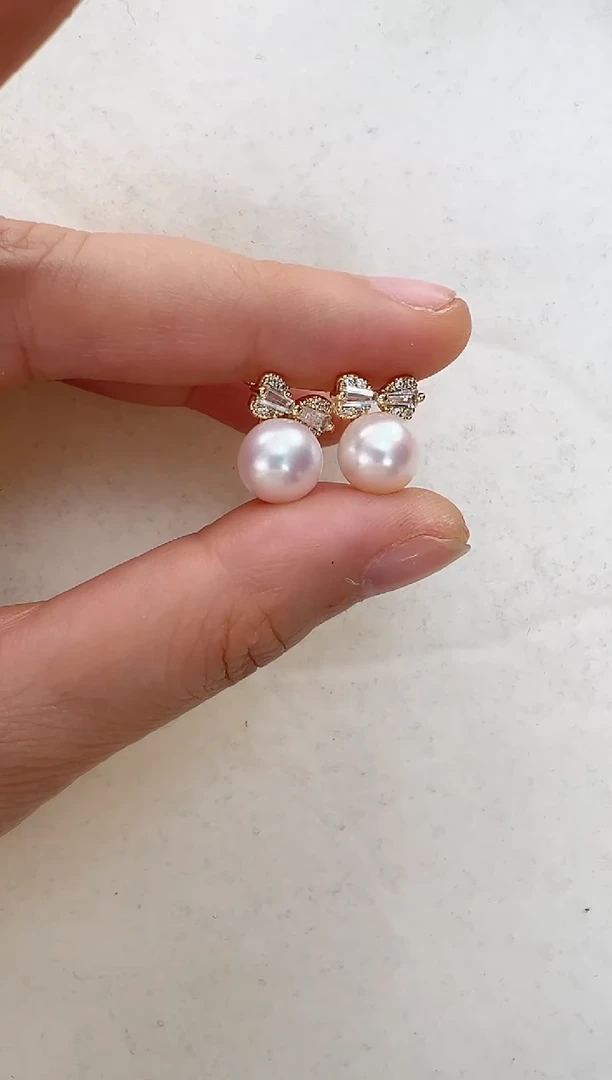 【闪购商品】淡水珍珠耳饰合金蝴蝶结