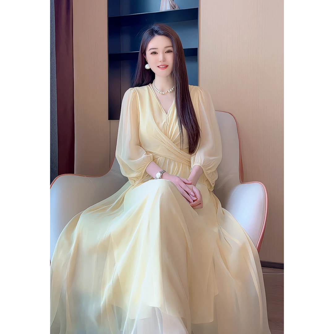 【深圳米熙儿】100%桑蚕丝夏季宽松显瘦连衣裙Q2025