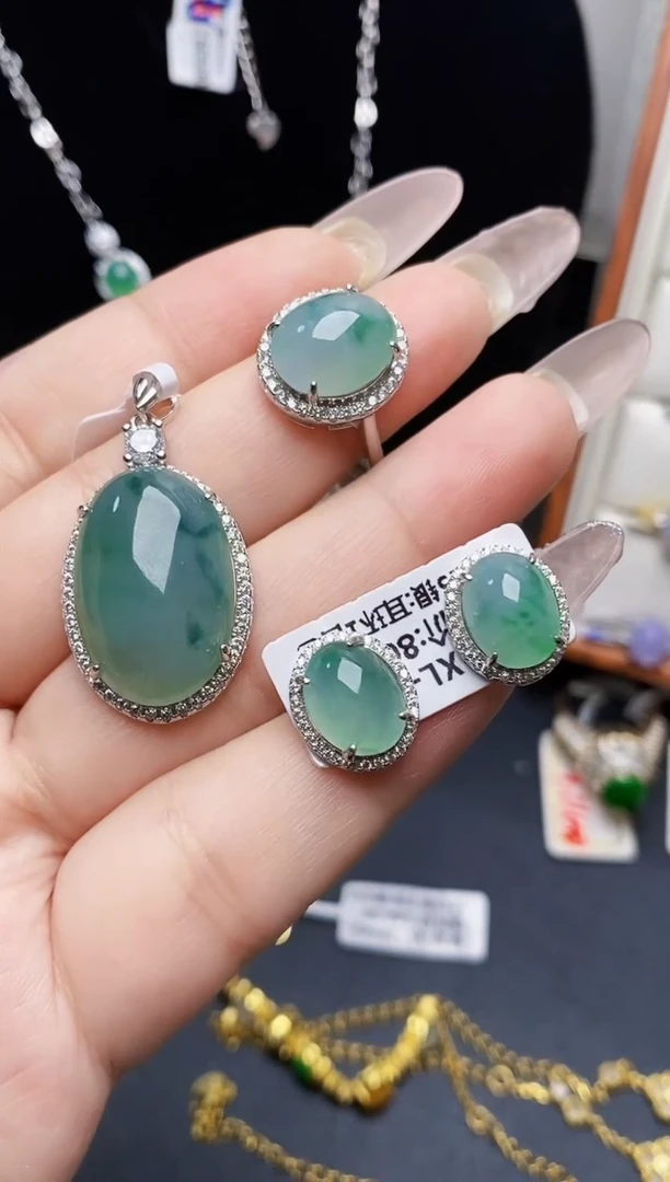 银S925镶嵌戒指翡翠0466