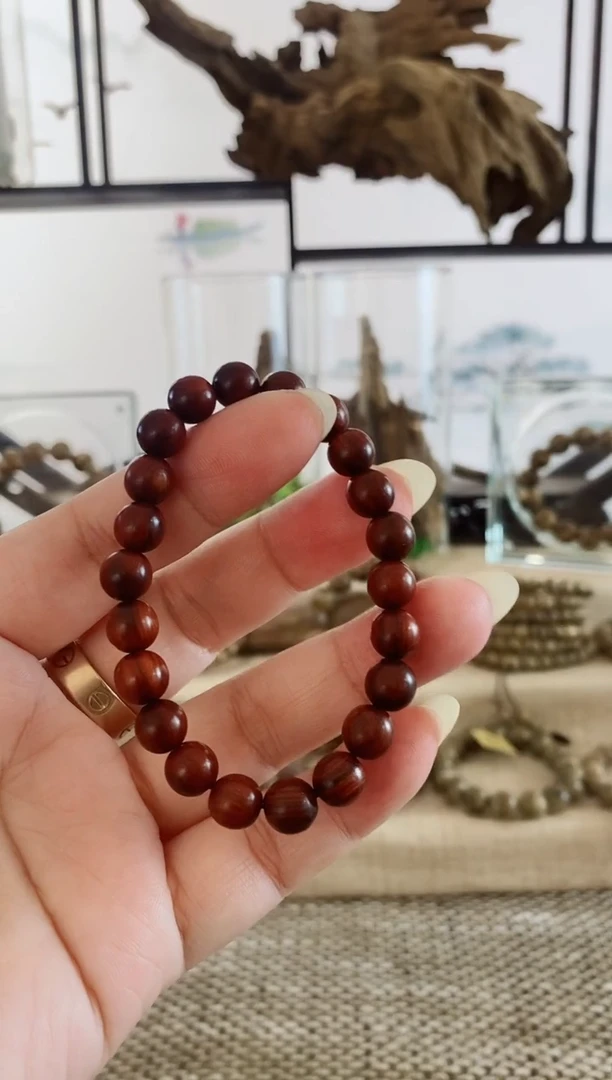 非洲檀香无事牌巴西猫眼红檀老料8MM单圈