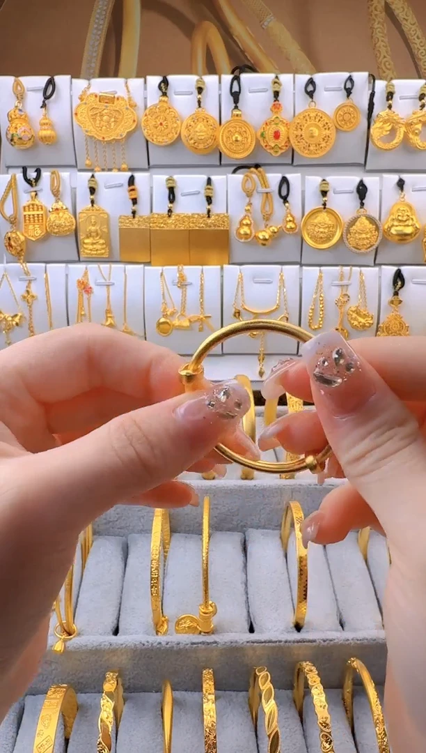 吊坠足银无古法素圈手镯  总重19g 外1.8g  56圈口