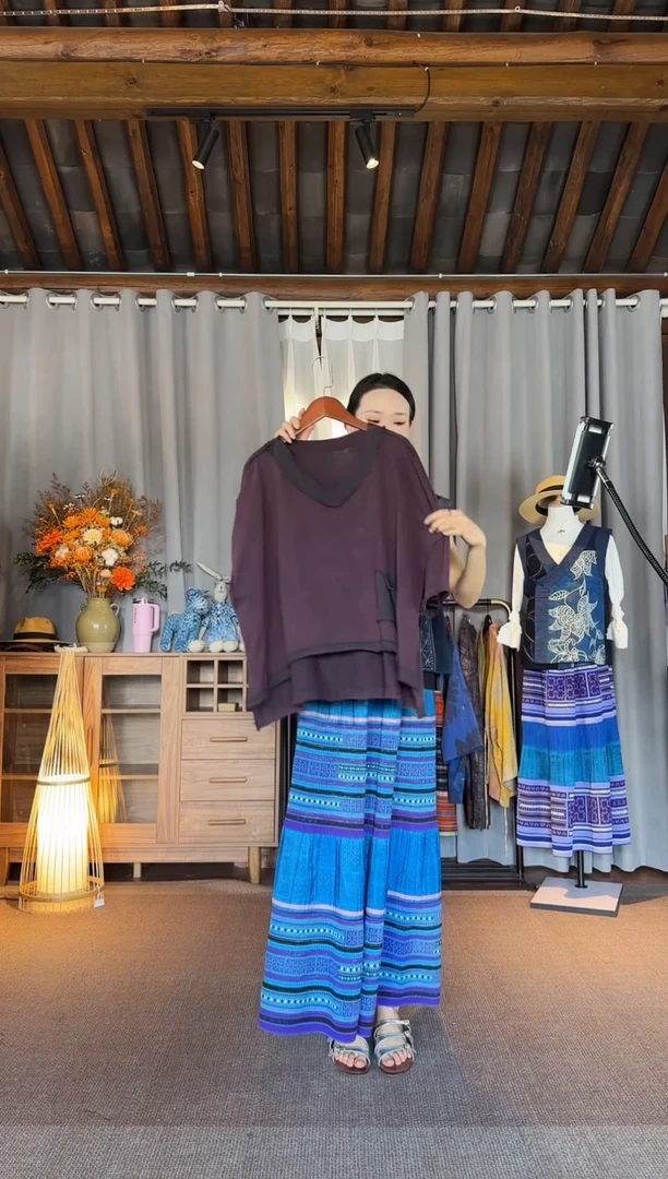 设计师款紫色植物染短袖