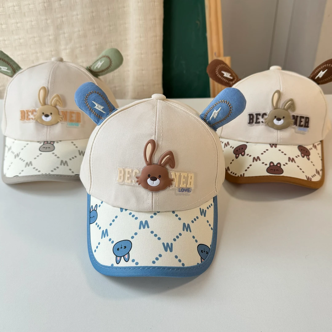宝宝鸭舌帽韩版超萌兔子卡通婴儿棒球帽春夏四季遮阳男宝小童帽