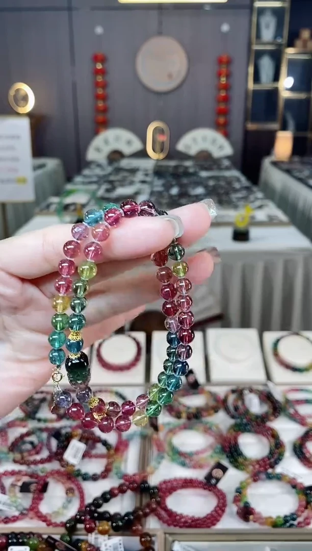 未镶嵌收藏级老矿色标锁骨链6mm+碧玺dan一物一证