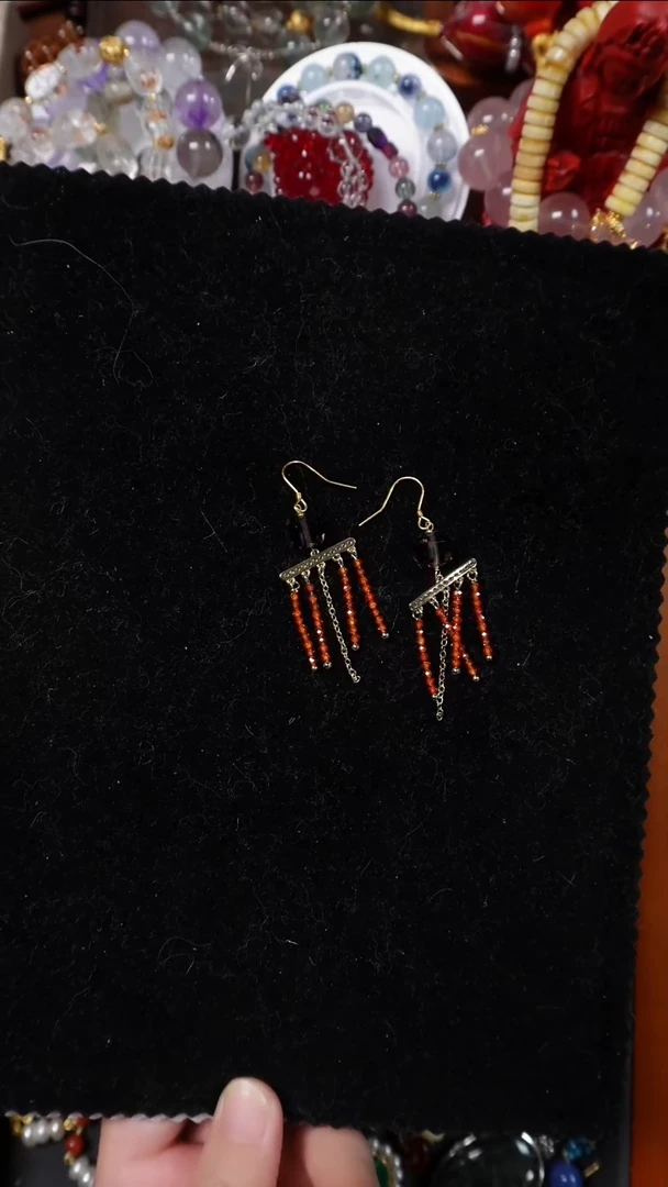 纯铜锆石925银可**七耳环