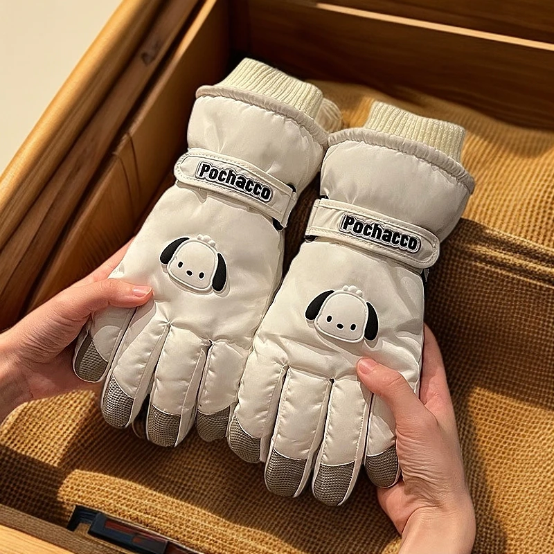 卡帕狗滑雪手套女士秋冬天加厚绒棉骑车防风保暖正版卡通可爱触屏
