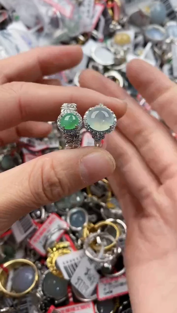 银S925镶嵌戒指翡翠222    4