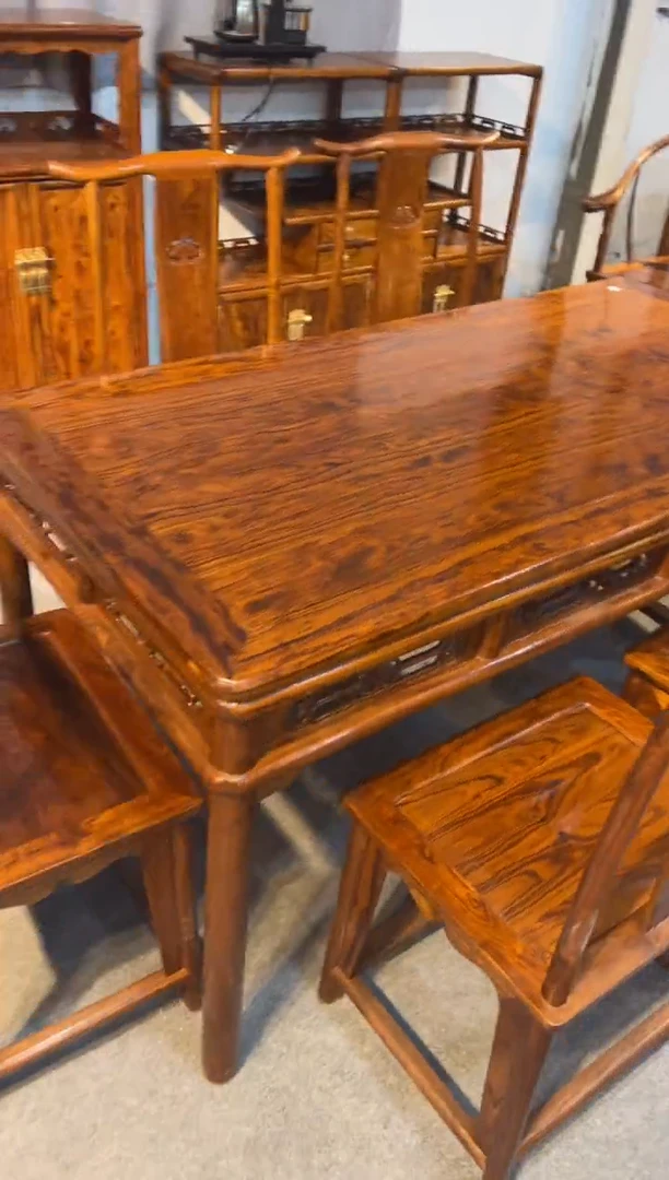 【闪购商品】花梨木类木雕餐桌七件套