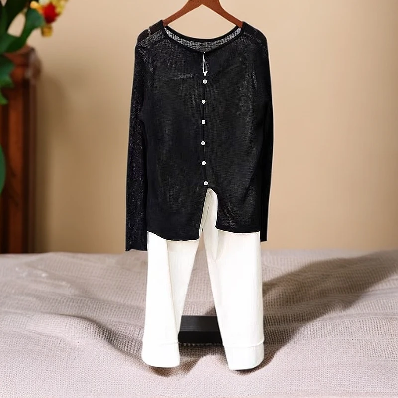 T83338款时尚长袖气质显瘦春季设计师款套装