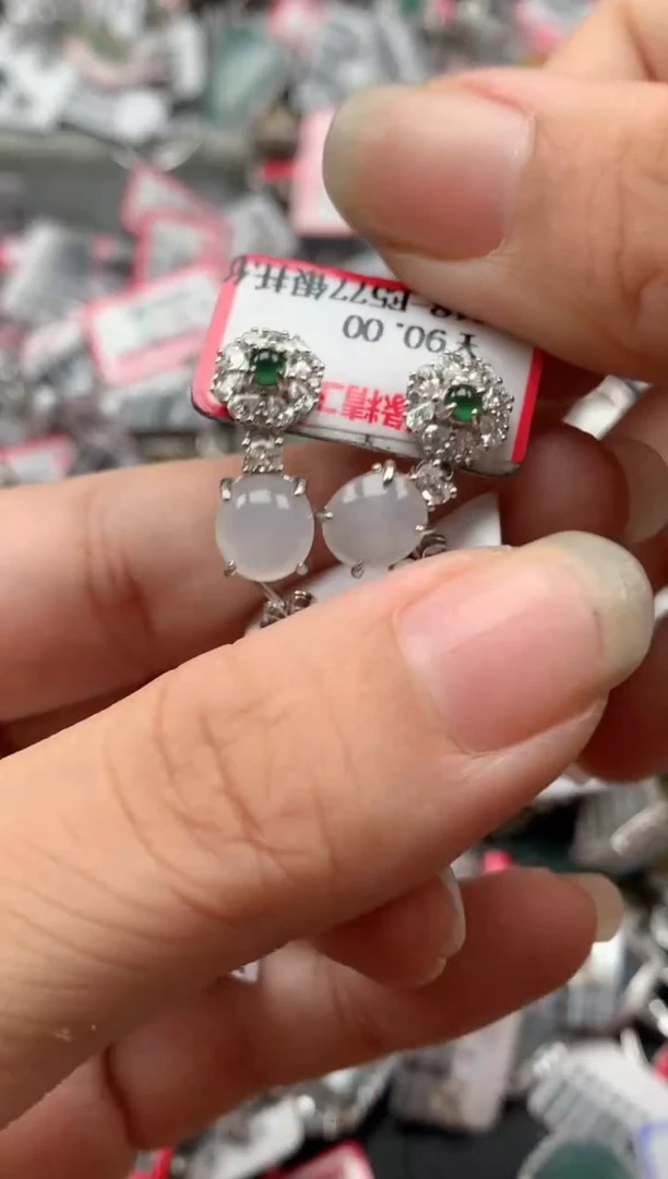 银S925镶嵌戒指翡翠天然A货缅甸翡翠