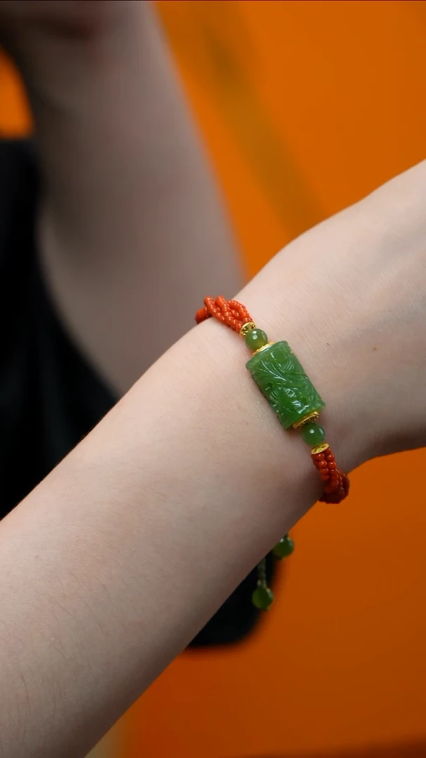 手链未镶嵌和田玉（碧玉）碧玉手链 多样性发其一