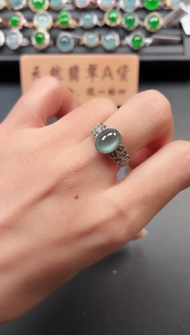 银S925镶嵌戒指翡翠111