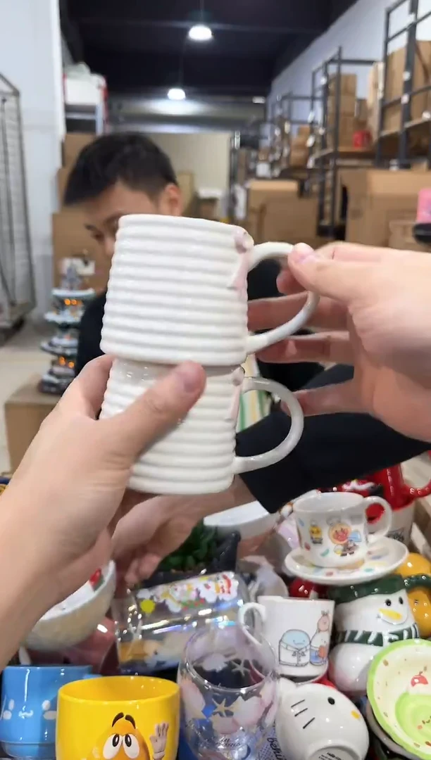 瓷片白色蝴蝶结水杯2件套