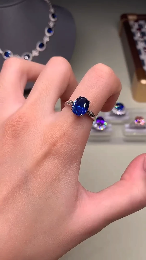 戒指蓝宝石银S925镶嵌........