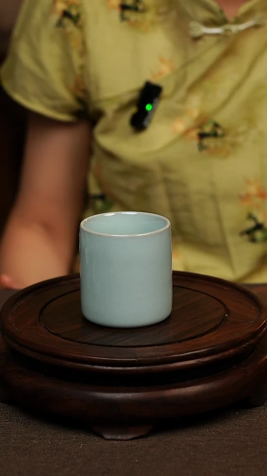 瓷片天青色直口杯100ml微瑕不带礼盒