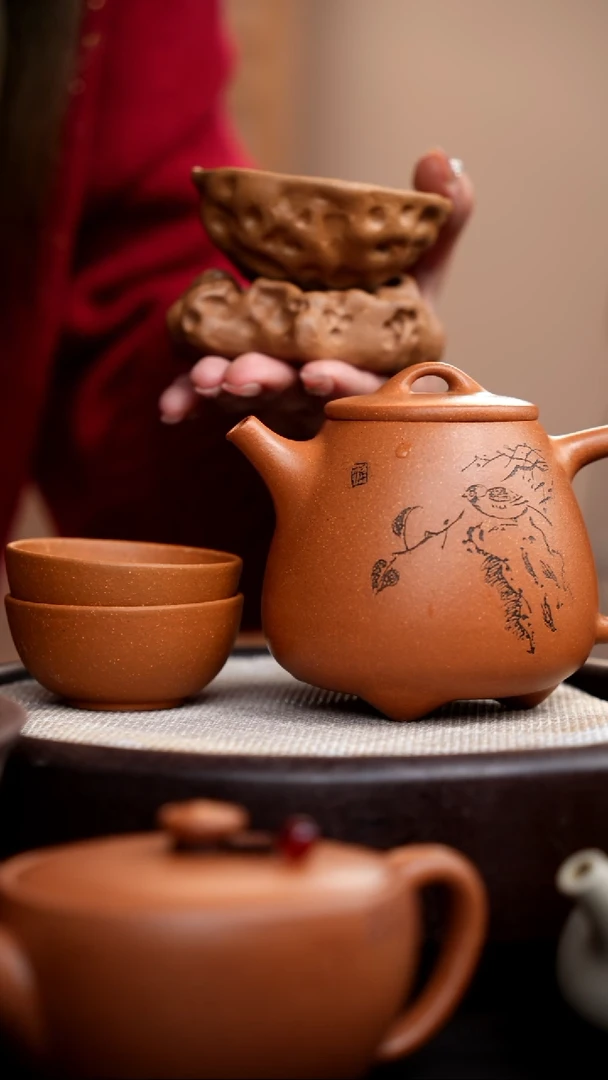 【闪购商品】紫砂茶壶段泥高石瓢+2杯+茶漏