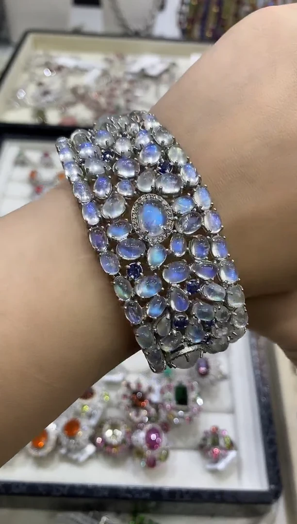 银S925镶嵌手链月光石楚楚珠宝中古甄选不退换