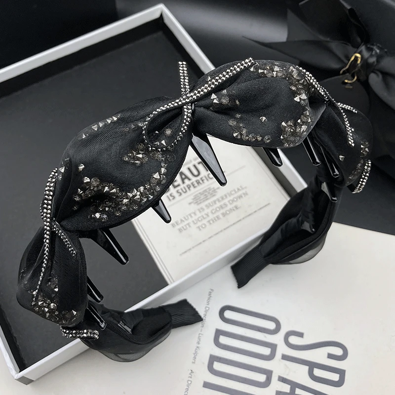 新款简约风女士复古风休闲风发箍黑色轻奢优雅发饰带齿时尚发卡