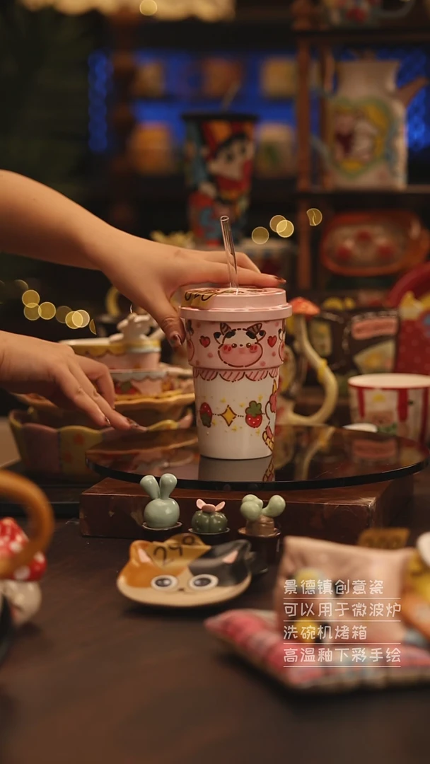 陶瓷景德镇可爱陶瓷釉下彩绘设计师款