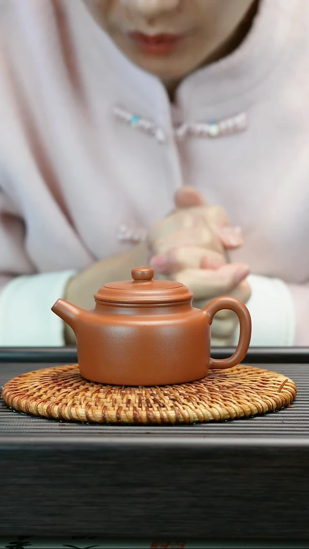 茶壶紫砂龙山朱砂料  全手工精品 《德钟》125cc