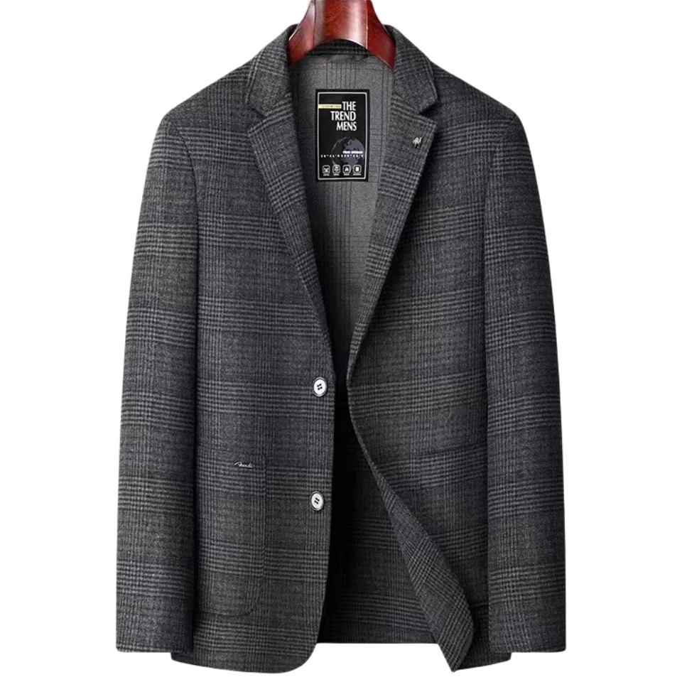 【滟子】男士春季新款商务休闲百搭平驳领双面呢休闲西装/2312