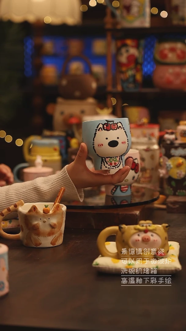 陶瓷景德镇可爱陶瓷釉下彩绘设计师款