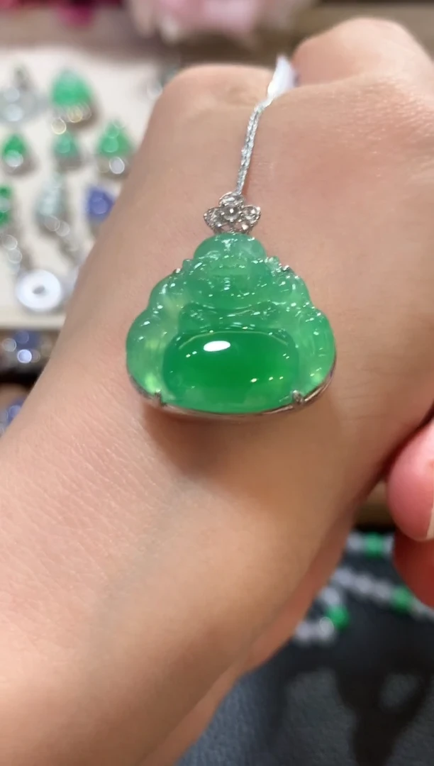 吊坠(不含链)18K金镶嵌翡翠z115