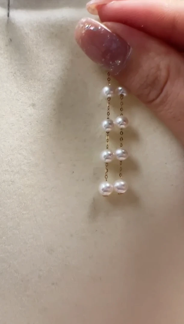 18K金镶嵌淡水珍珠DA 耳线5-6 xp271