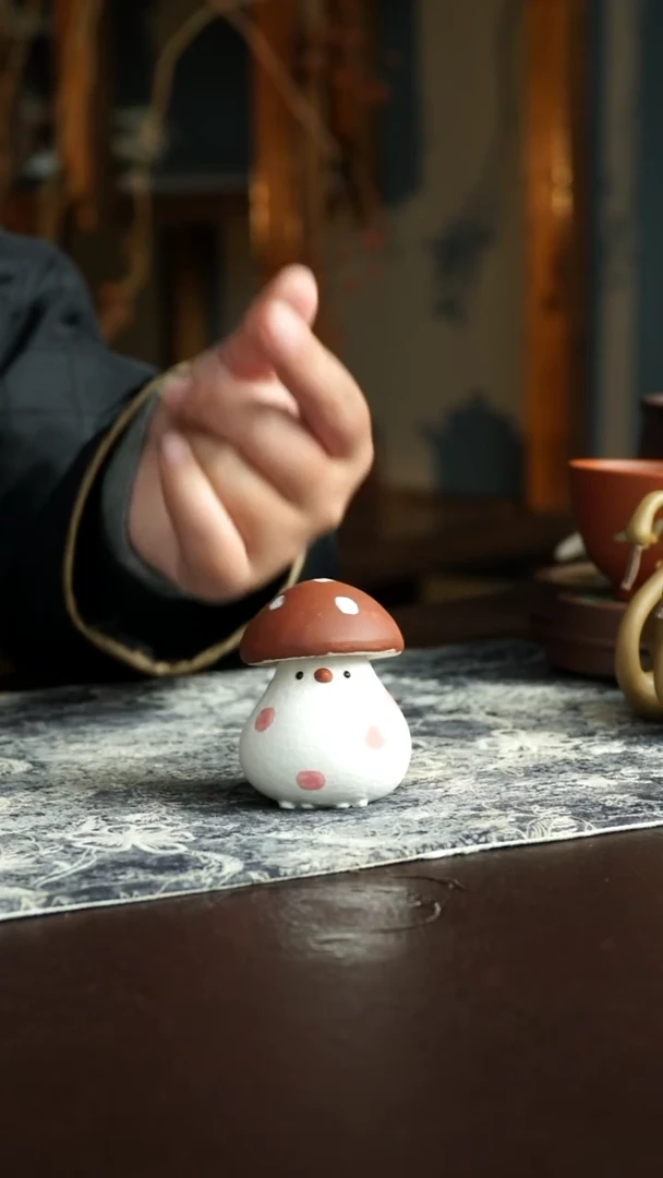 茶杯紫砂62号 蘑菇小鸡 宜兴紫砂原矿作品