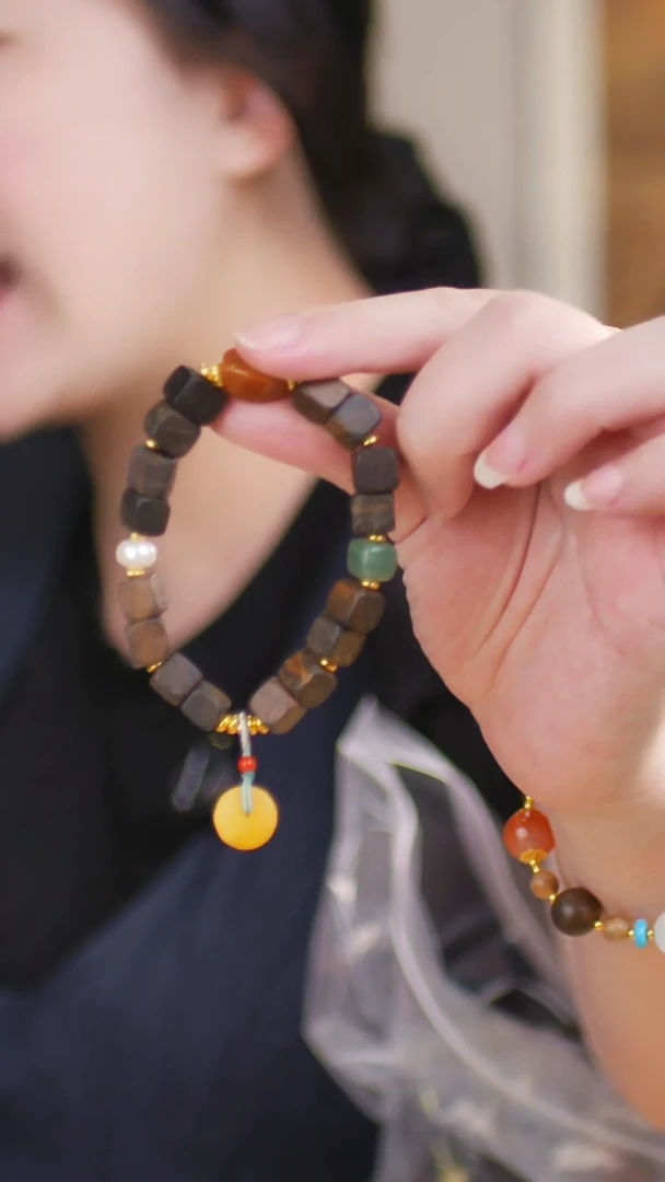 未镶嵌蜜蜡手串（达拉干奇楠单圈+蜜蜡）