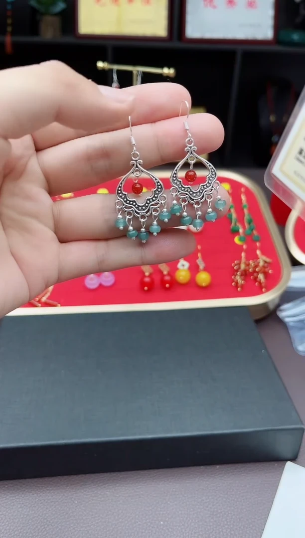 【闪购商品】翡翠耳饰银S925镶嵌432000