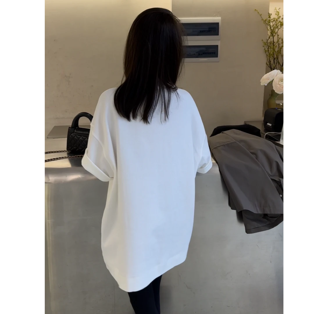 【名衣扬】纯色T~2025年春夏季新款百搭男友宽松素板大T