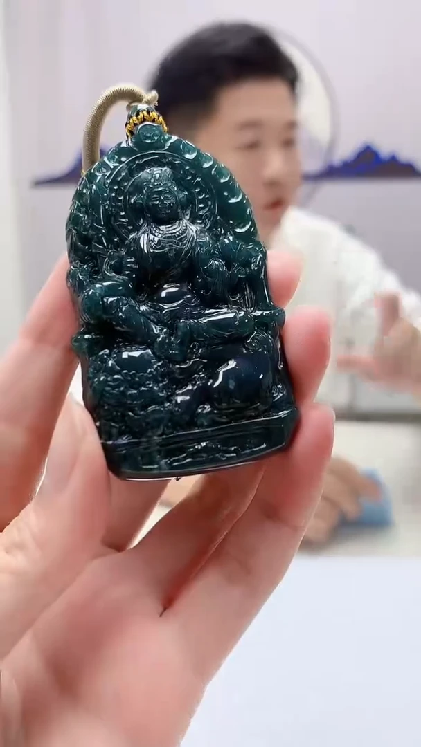 定制翡翠未镶嵌4917zm-毛货挂件文殊77