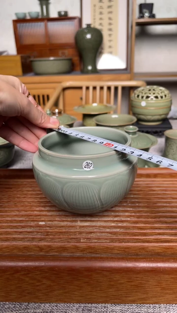 陶瓷262上奇纯手工天青釉建水