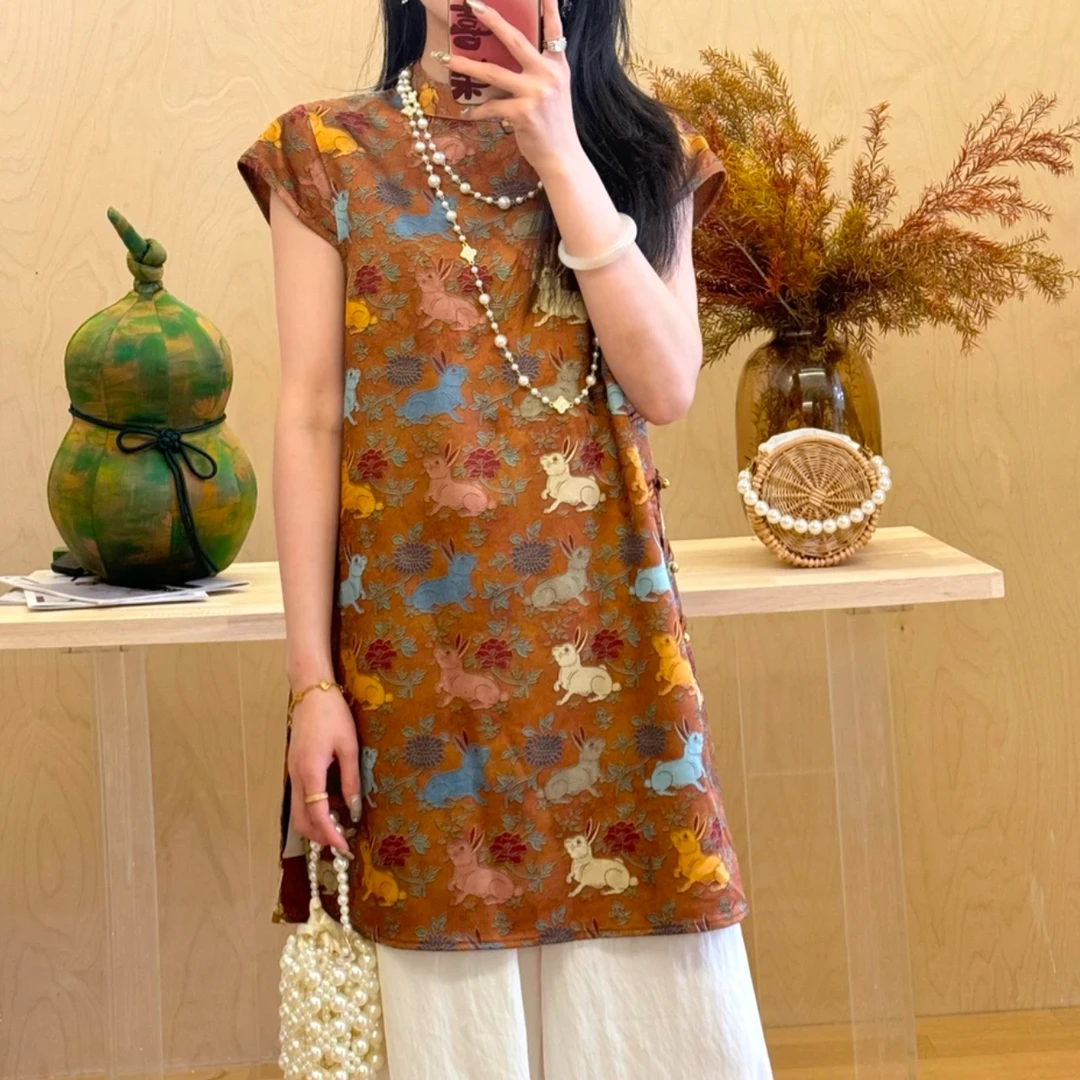 【奥黛-玉兔】高级感盘扣立领女夏季新品新中式设计感 上衣773