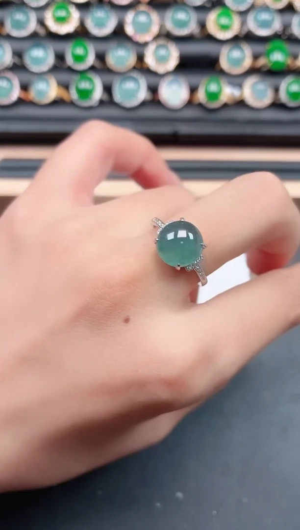 翡翠戒指银S925镶嵌1111