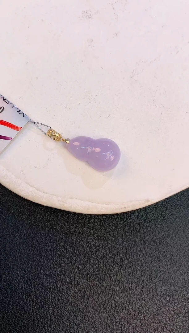 翡翠18K金镶嵌颈饰赠礼盒证书 麦麦