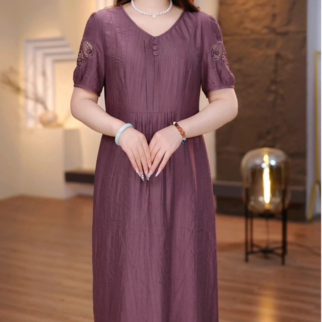 2025夏季新款连衣裙大码女装时尚连衣裙加肥加大遮肉显瘦裙（圆）