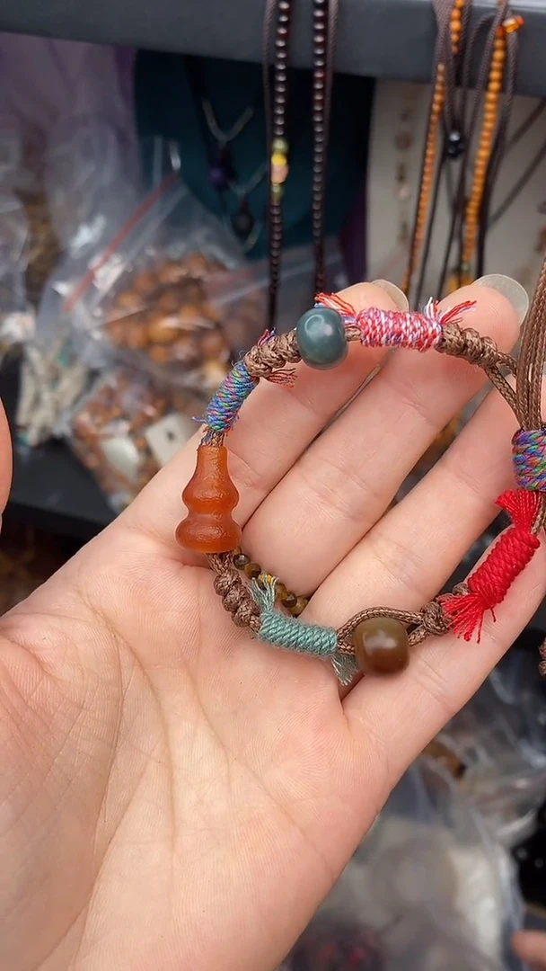 未镶嵌非洲紫檀（红花梨）手串手编绳单圈葫芦