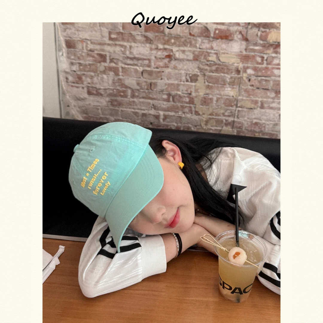 Quoyee 甜美小清新 防晒透气面料棒球帽 韩系鸭舌帽软顶DT02