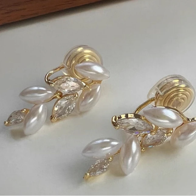 合金耳饰 【无耳洞耳夹】收获美好 超闪麦穗时尚蚊香盘优雅温柔气质