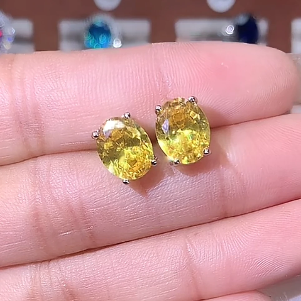 碧玺黄耳饰白810