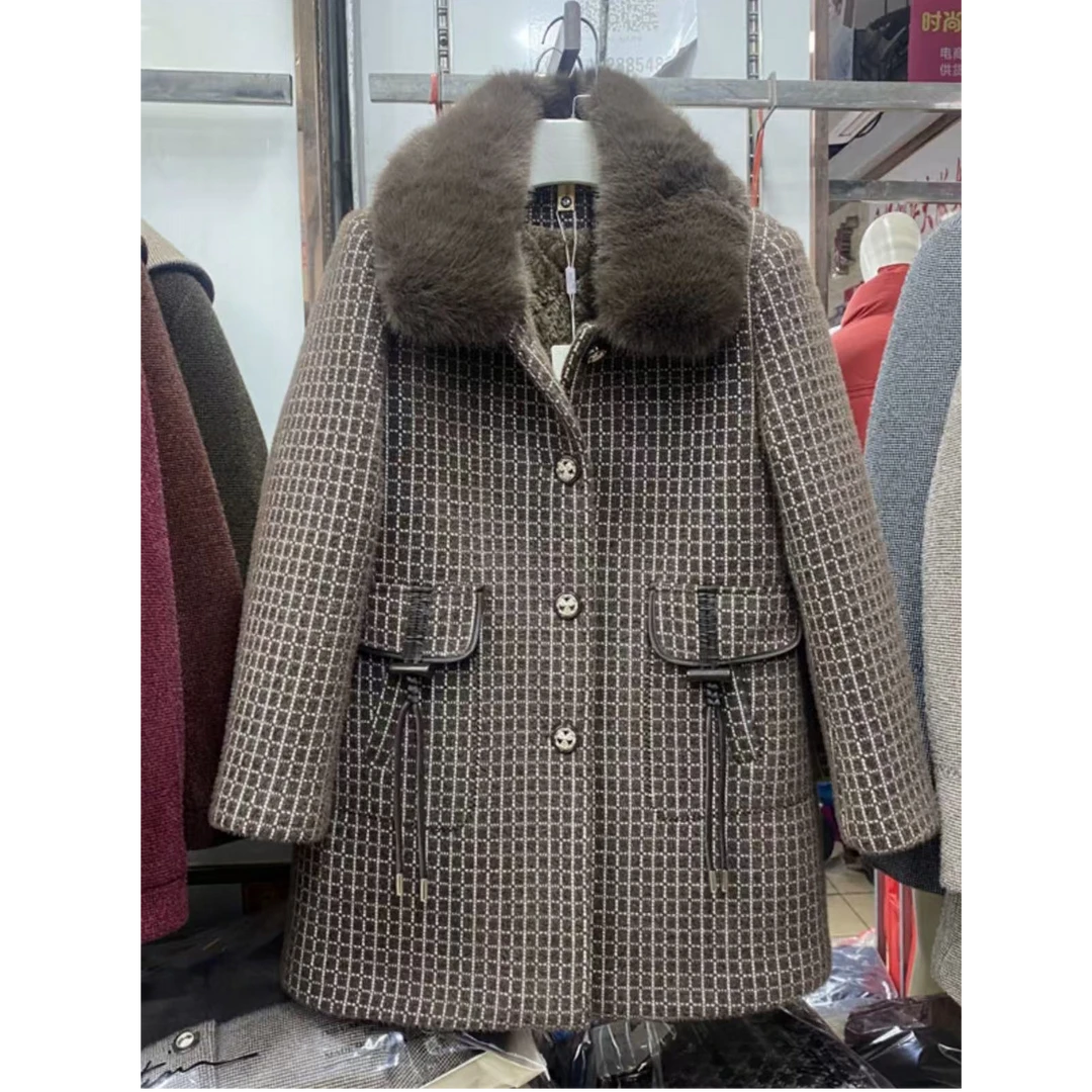 【资阳恒宣】C65239时尚休闲秋冬大毛领中长款外套