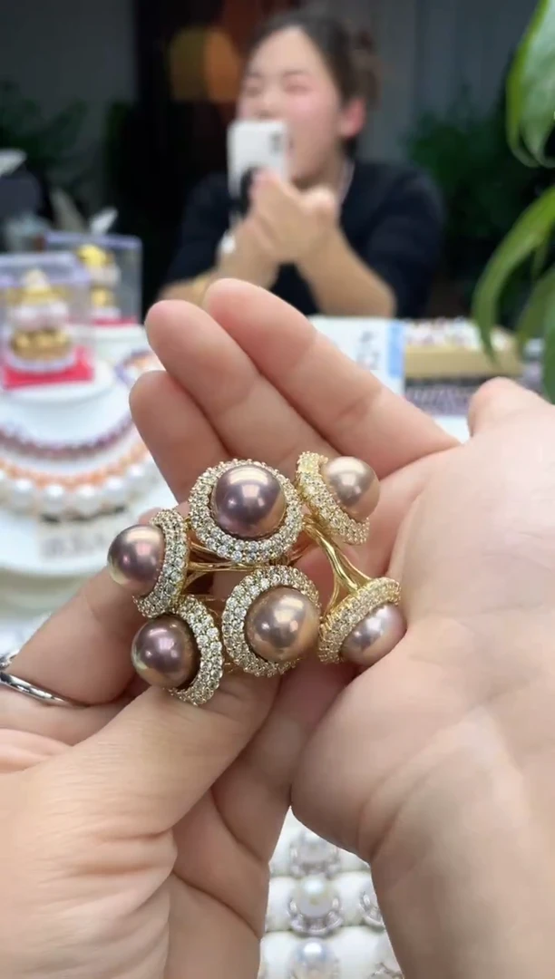 未镶嵌戒指淡水珍珠13mm+异光戒指(多样性发一）